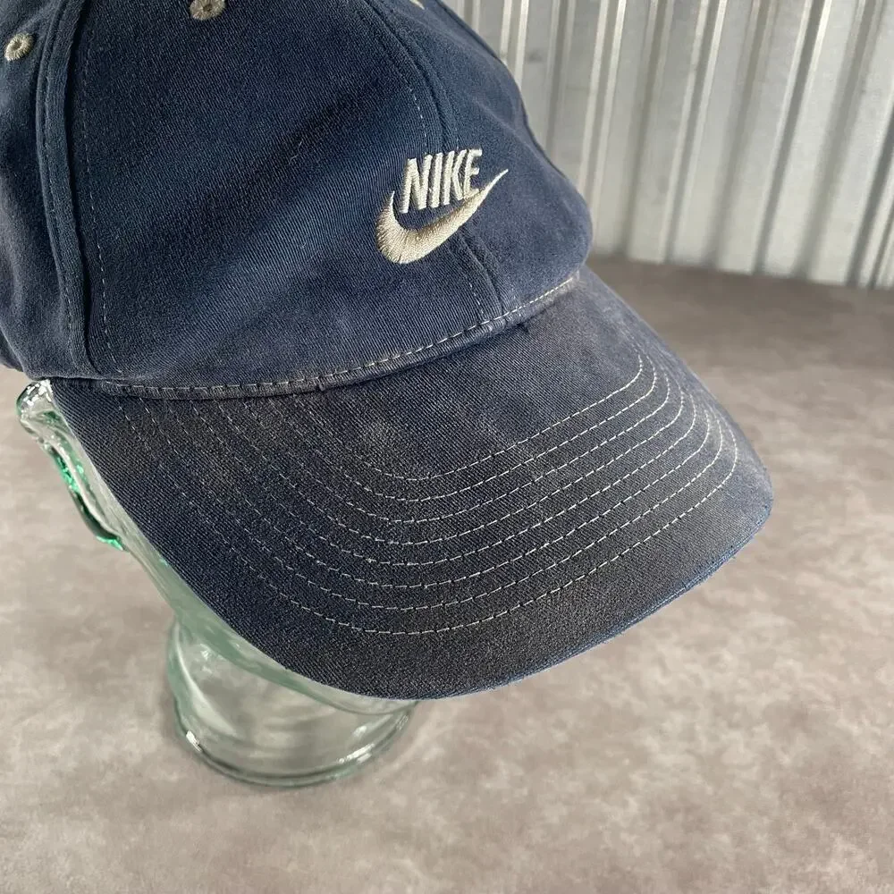 Vintage Nike Embroidered Hat Y2K 00’s Blue Majorly Faded Hat Athletic ERD Fade